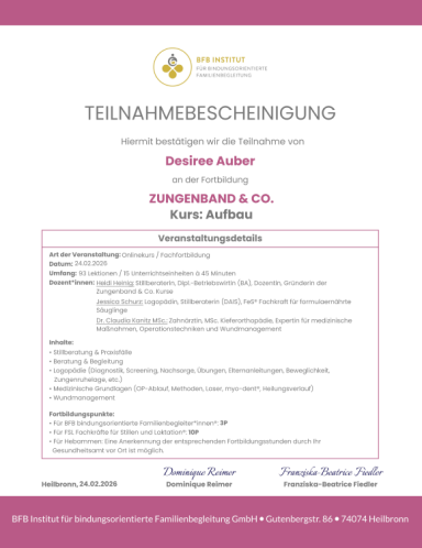 Zungenband & CO- Aufbaukurs